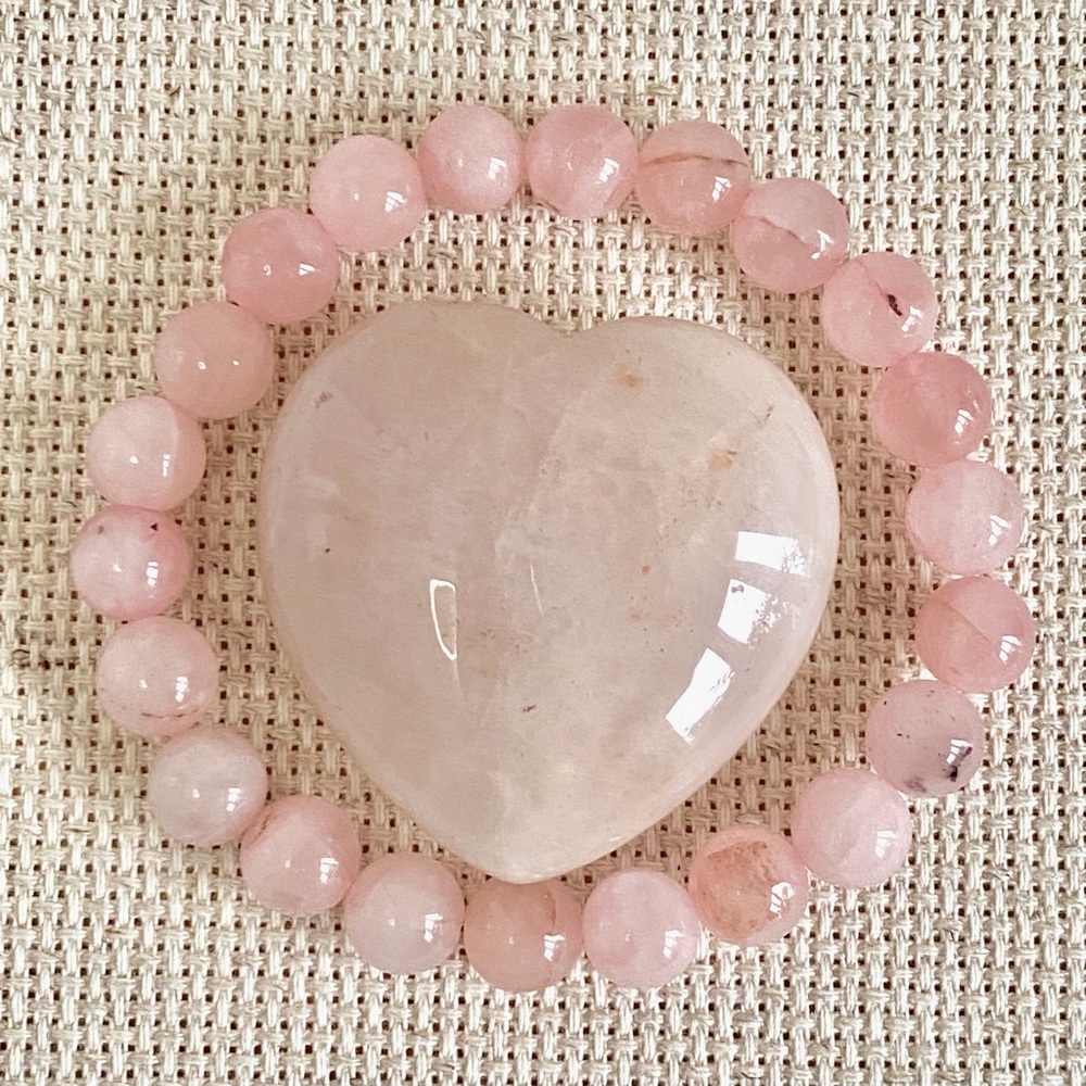 Rose Quartz Crystal Heart & Bracelet Bundle
